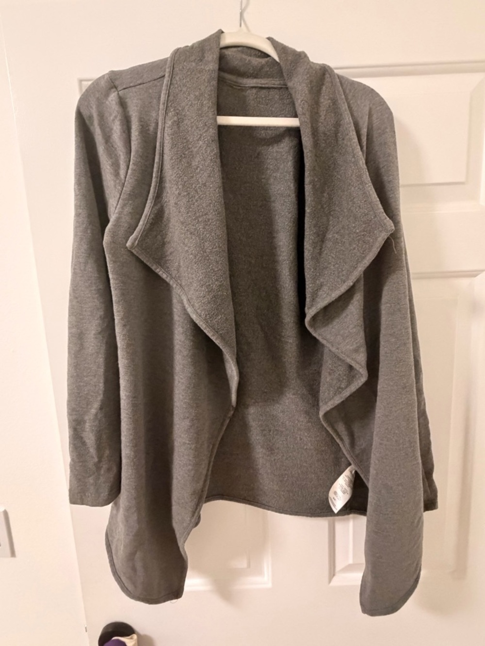 Danskin Gray Draped Open-Front Cardigan